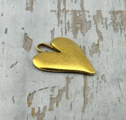 Boho Heart Charm, Antiqued 18K Gold Plated - AG101