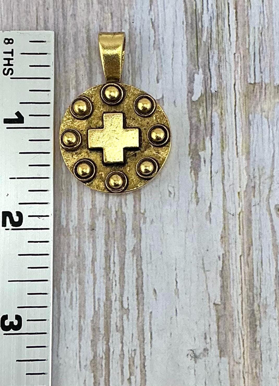 Iron Cross Medallion, Antiqued 18k Gold Plated - AG046