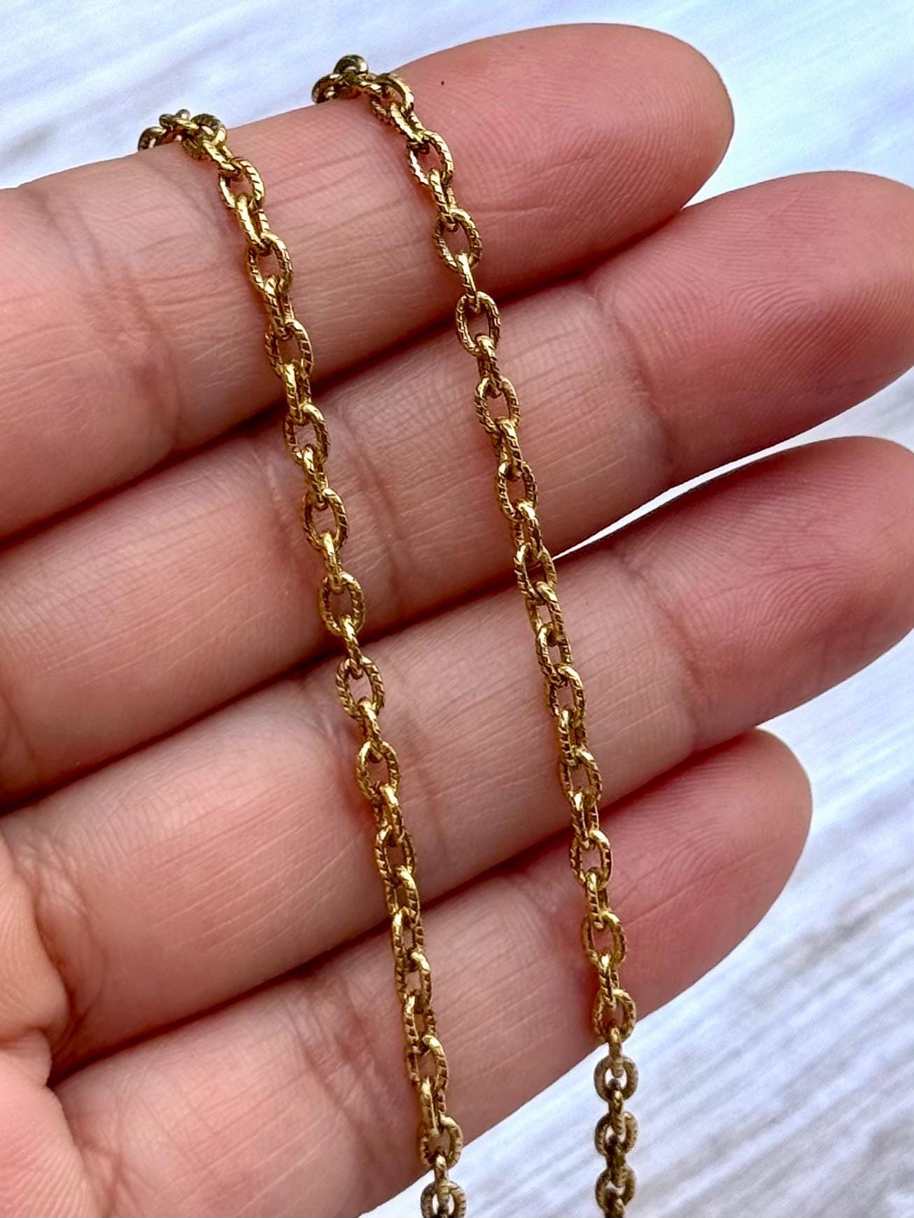Micro Oval Cable Chain, Antiqued 18k Gold Plated - G107-CH