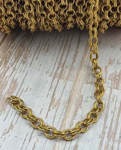 Chaîne texturée double torsade, plaquée or 18 carats vieilli - G120-CH