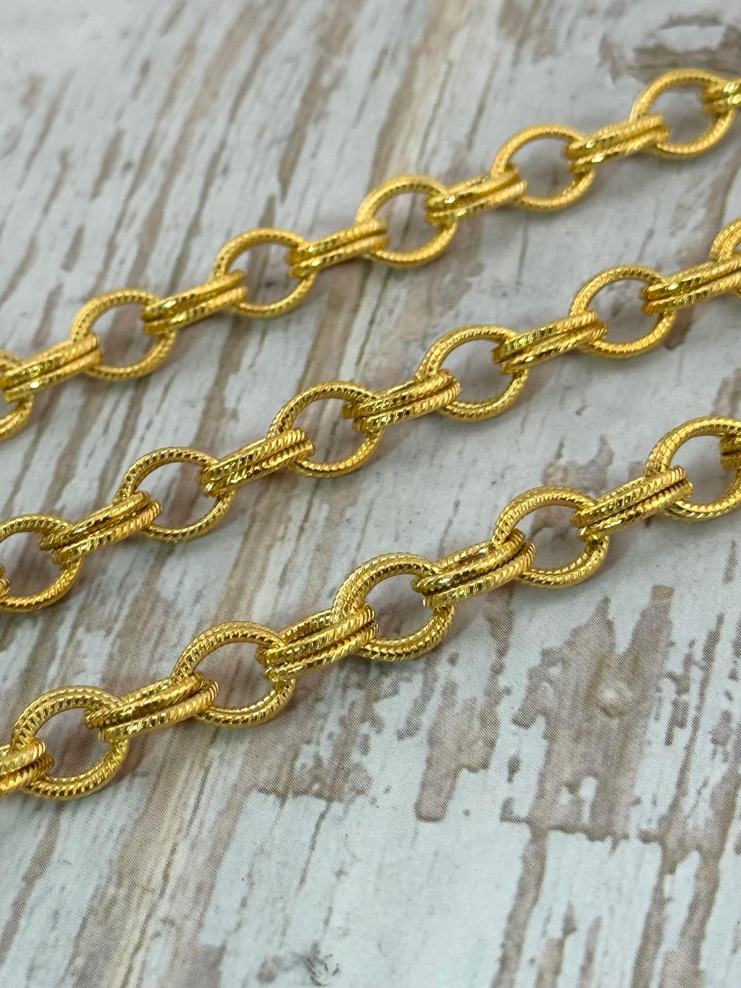 Chaîne Câble Double Maille 7x9mm, Plaqué Or 18k Satiné - S081-CH