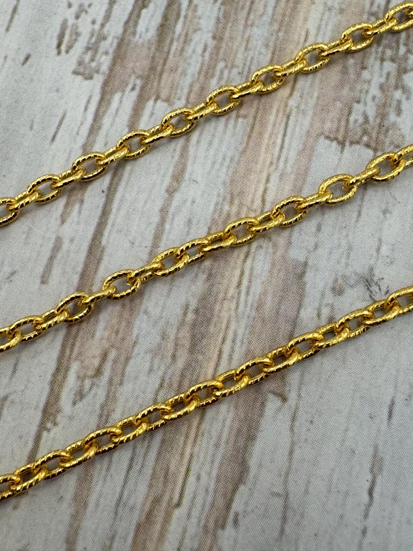 7x10mm Oval Textured Chain, Antiqued 18k Gold Plated - G115-CH