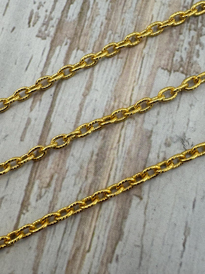 7x10mm Oval Textured Chain, Antiqued 18k Gold Plated - G115-CH