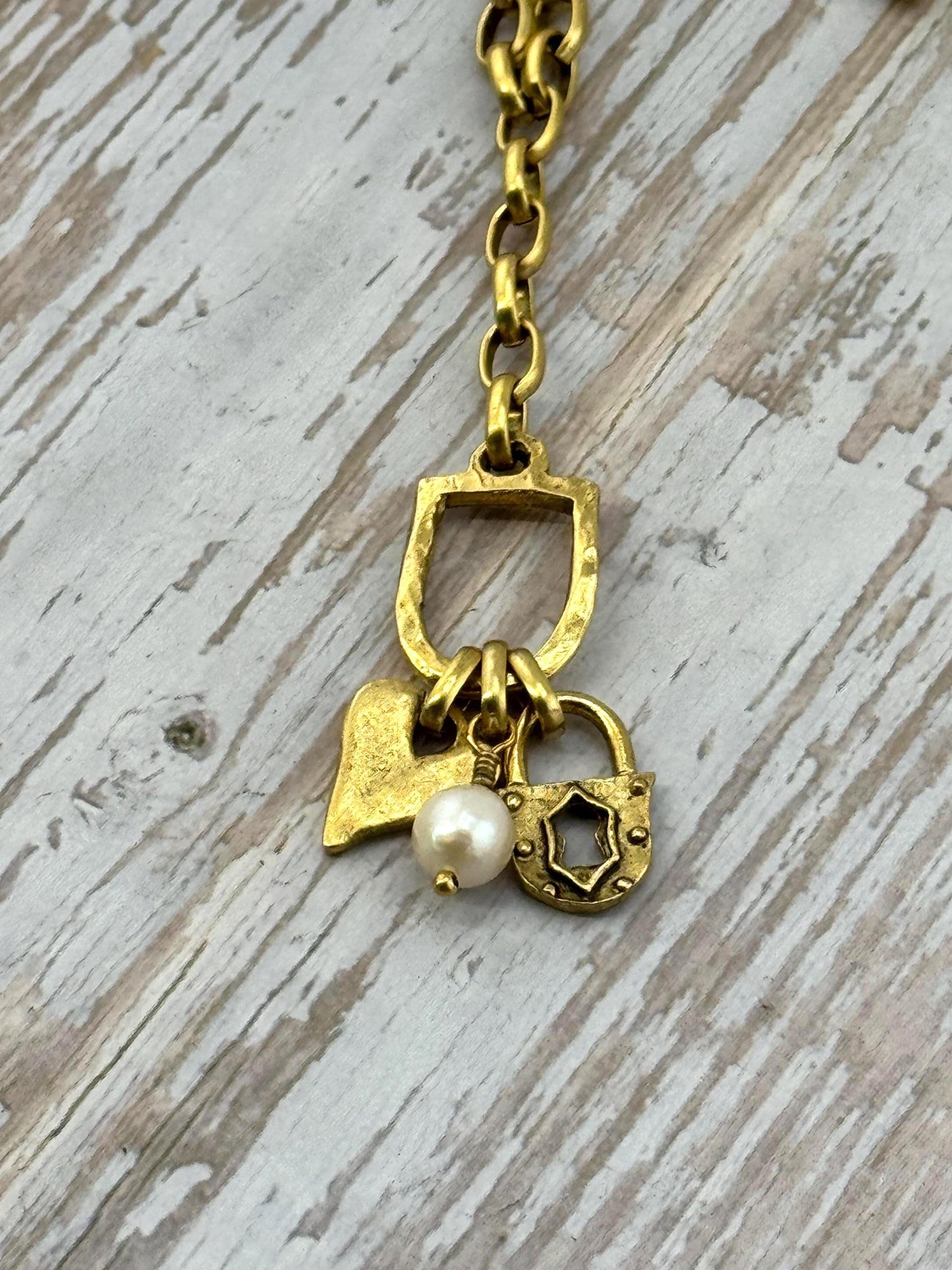 Hammered Connector Charm, Antiqued 18k Gold Plated - AG135