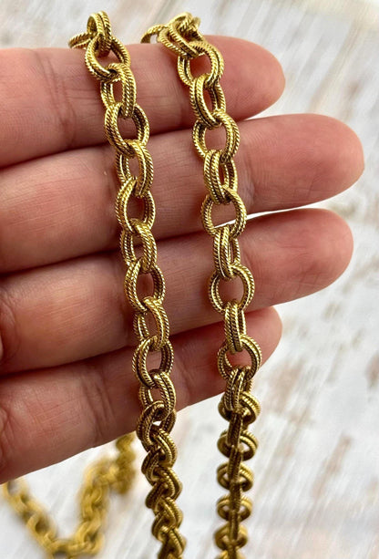 Chaîne texturée double torsade, plaquée or 18 carats vieilli - G120-CH