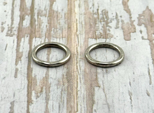 12mm Hammered Jump Rings, Soldered (Set of 2), Antiqued Pewter - PT380