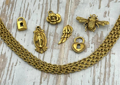 Micro Oval Cable Chain, Antiqued 18k Gold Plated - G107-CH