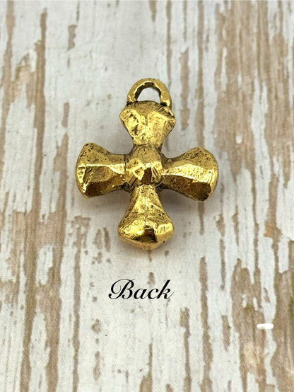 Pendentif croix épais, plaqué or 18 carats vieilli - AG120