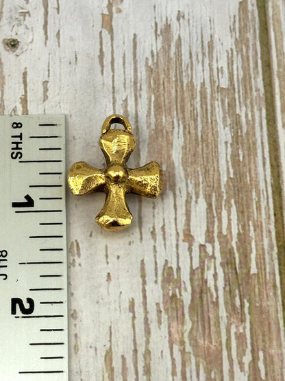 Pendentif croix épais, plaqué or 18 carats vieilli - AG120