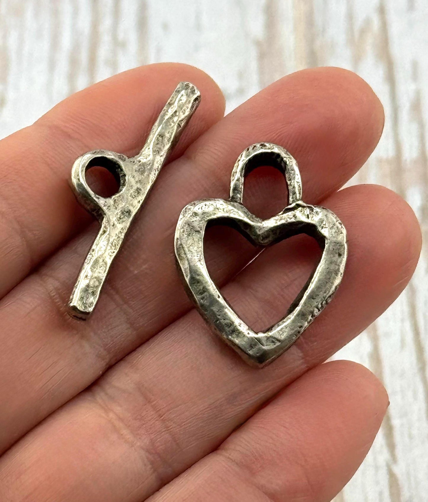 Heart Toggle Clasp, Antiqued Pewter - PT483