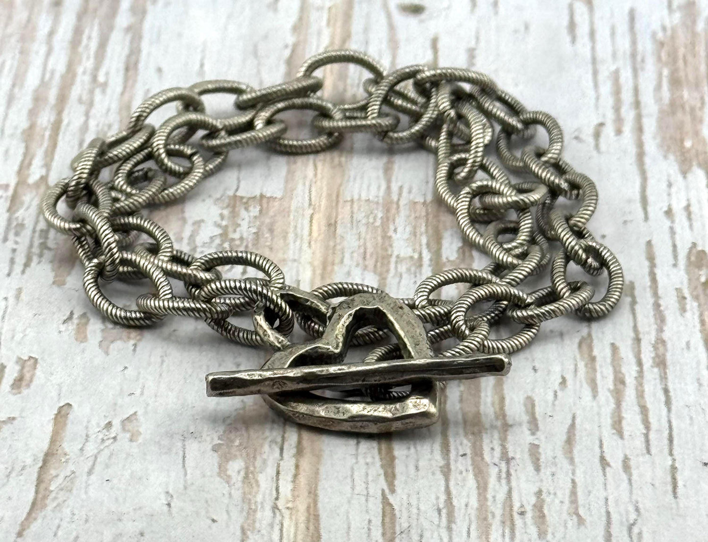 Heart Toggle Clasp, Antiqued Pewter - PT483