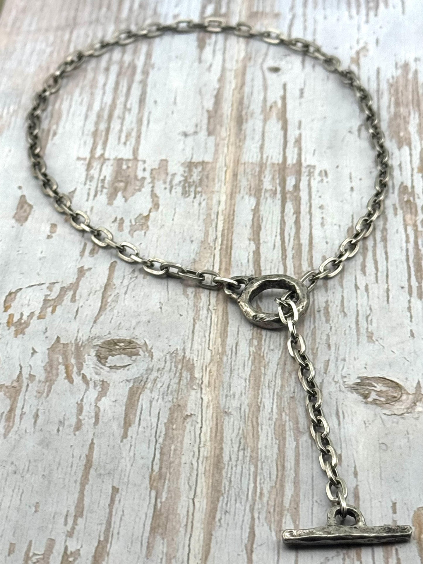 Hammered Round Toggle Clasp, Antiqued Pewter - PT496