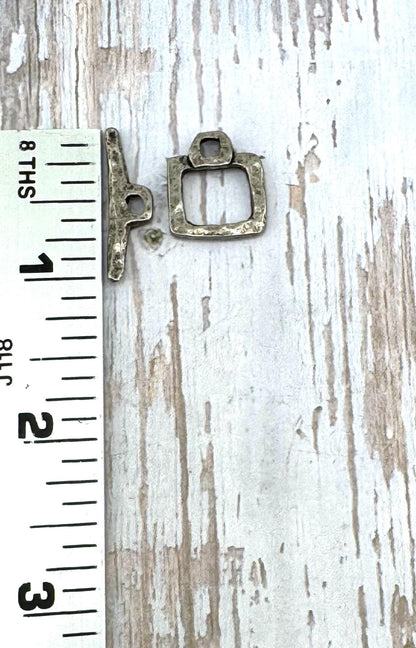 Small Square Toggle Clasp, Antiqued Pewter Plated - PT494