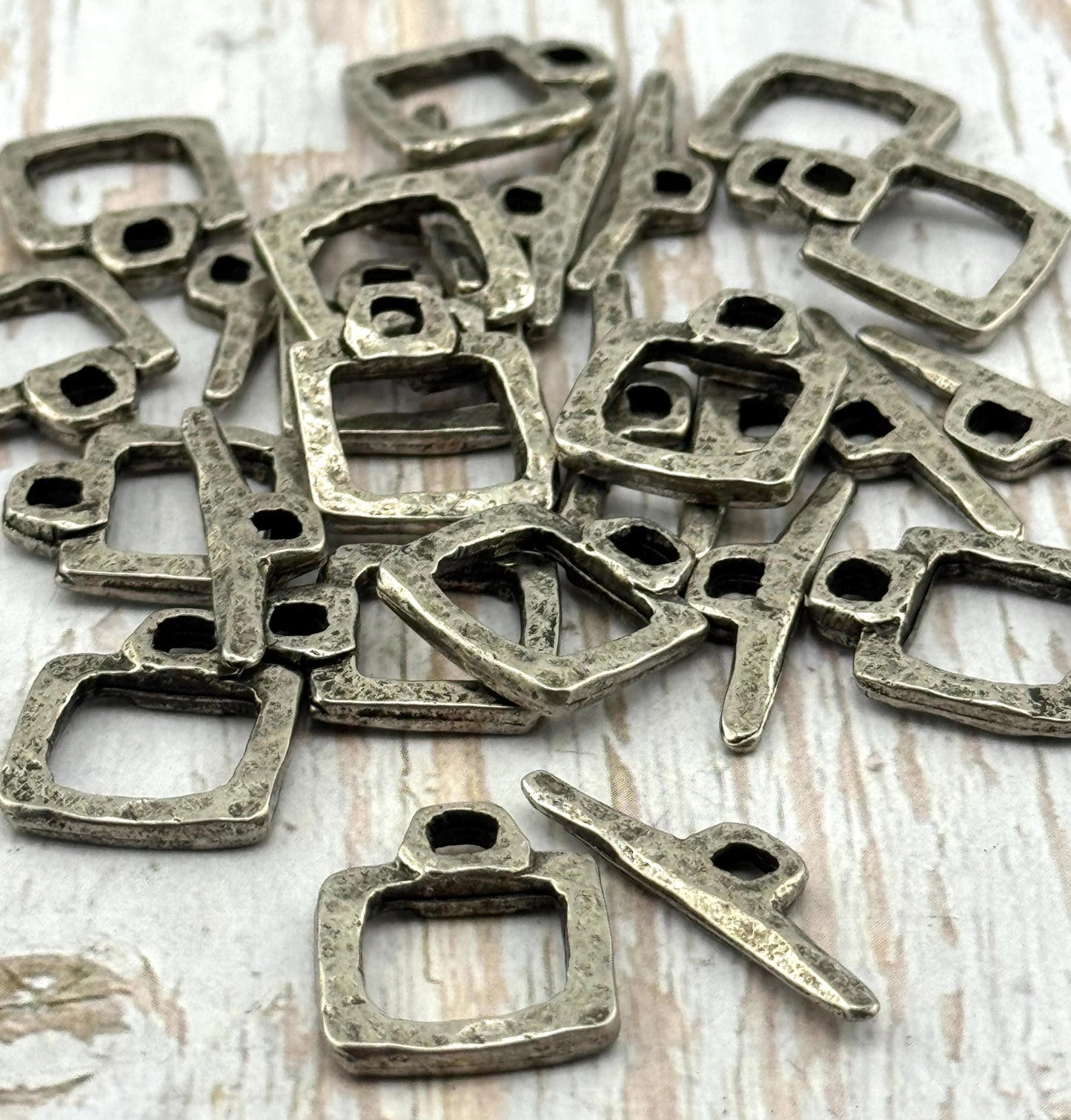 Small Square Toggle Clasp, Antiqued Pewter Plated - PT494