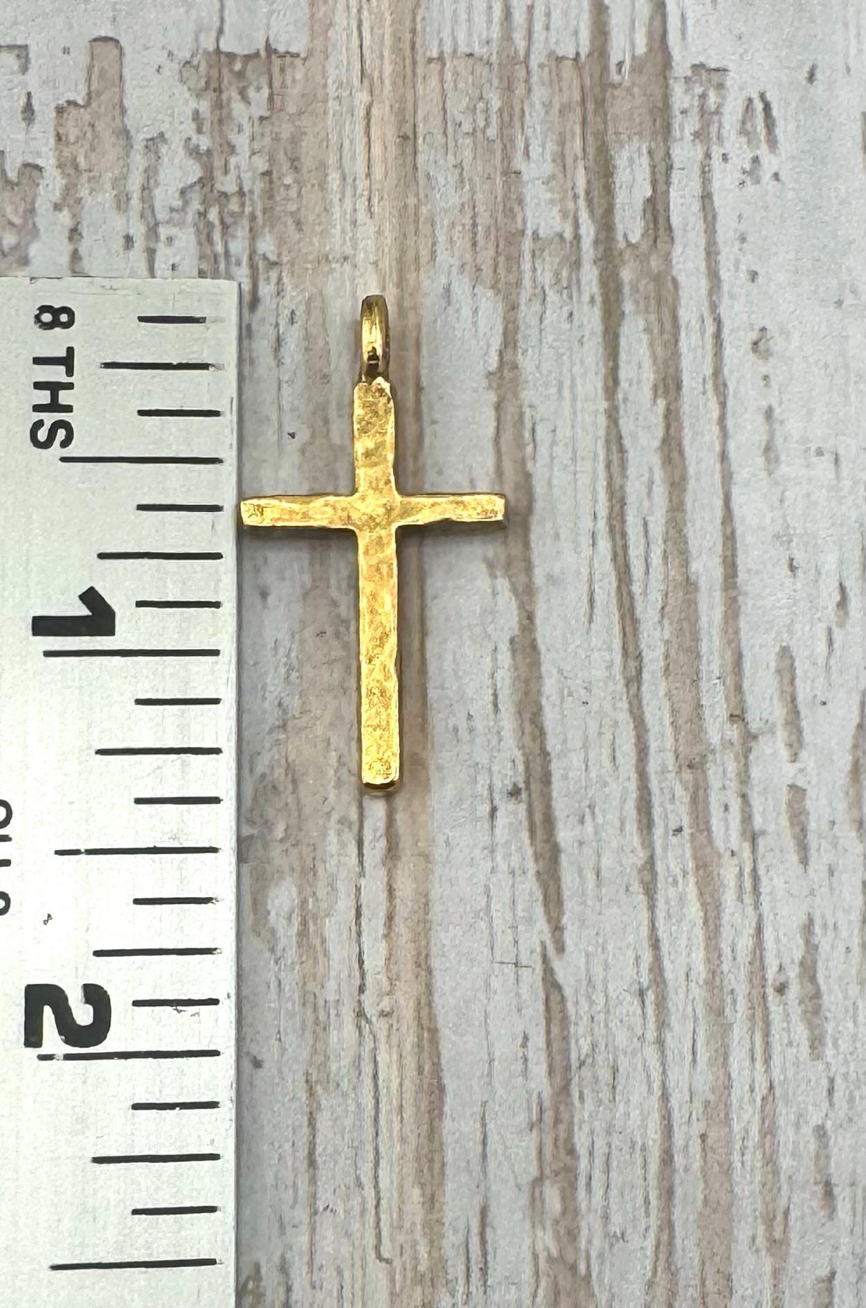 Hammered Cross Charm, Antiqued 18k Gold Plated - AG102