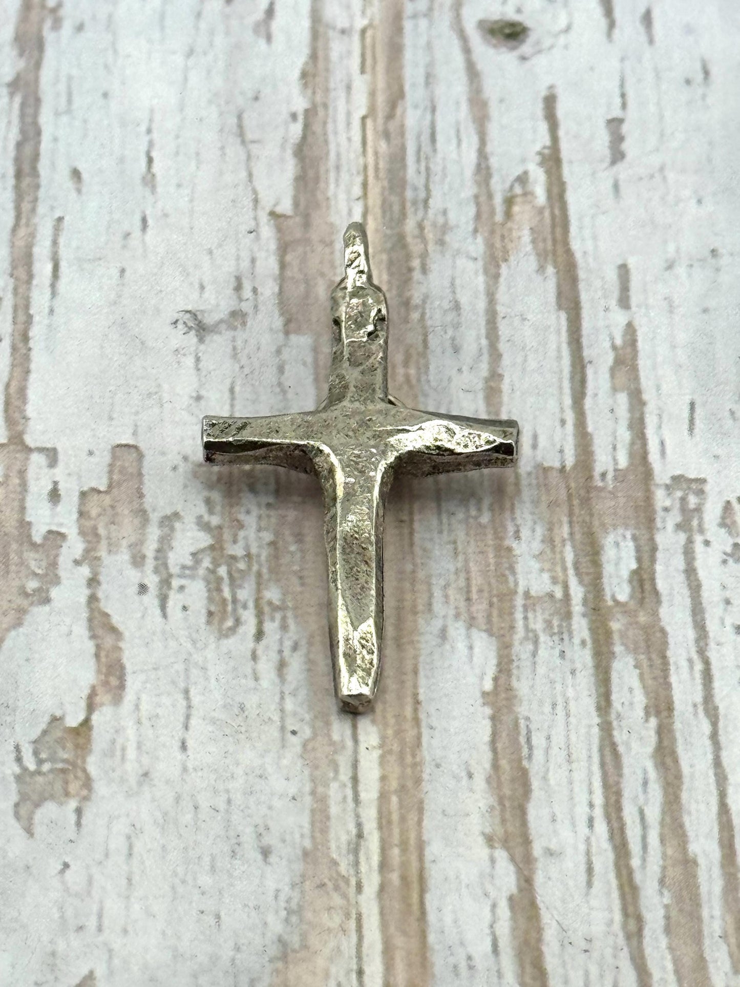 Large Rustic Cross Charm, Antiqued Pewter - PT481