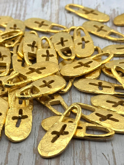 Cross Padlock Charm, Satin 18K Gold Plated - ST276