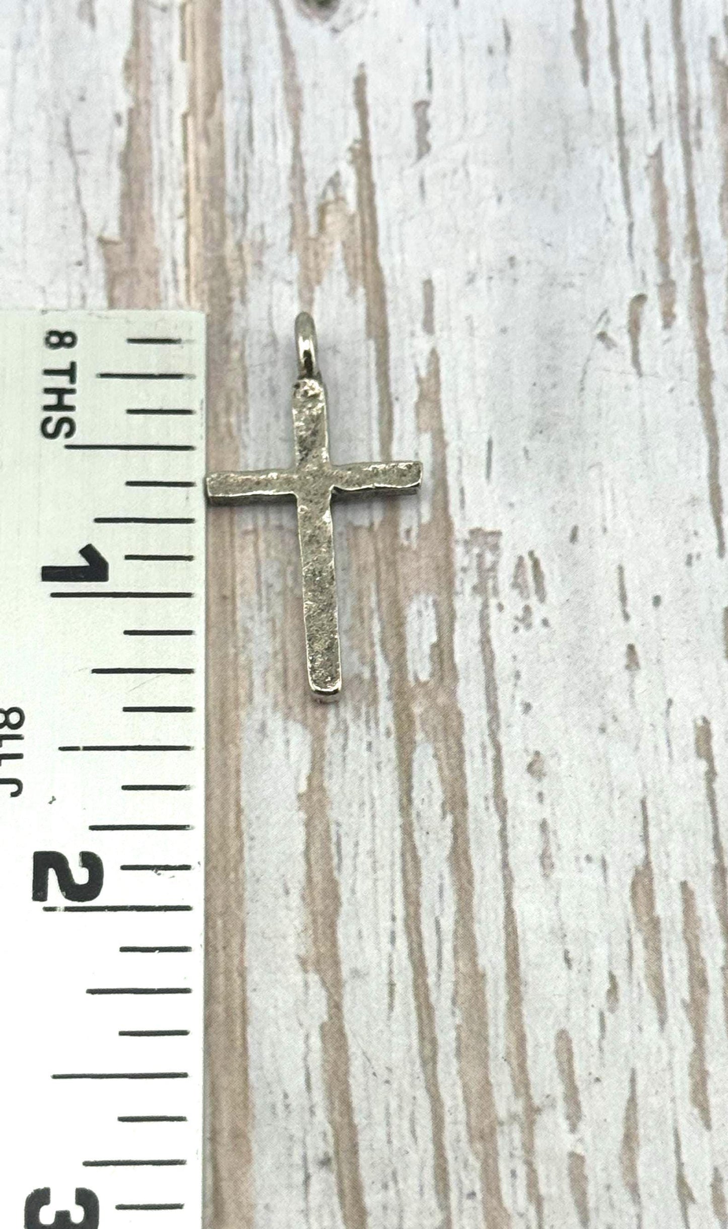 Hammered Cross Charm, Antiqued Pewter - PT462