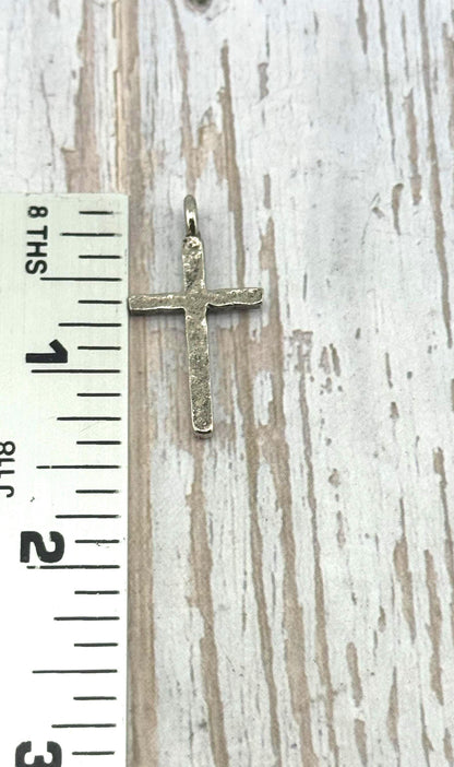 Hammered Cross Charm, Antiqued Pewter - PT462