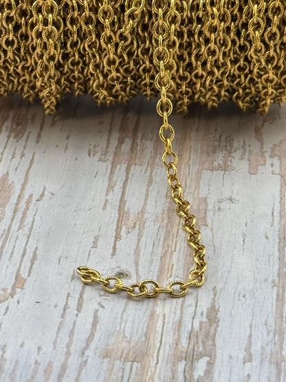 Chaîne fine maille ovale, plaqué or 18 carats vieilli - G111-CH