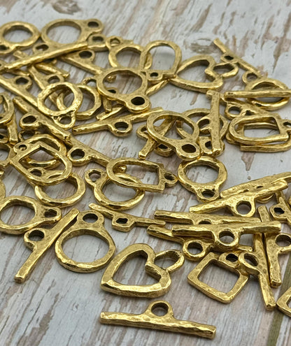 Large Round Toggle Clasp, Antiqued 18k Gold Plated - AG133