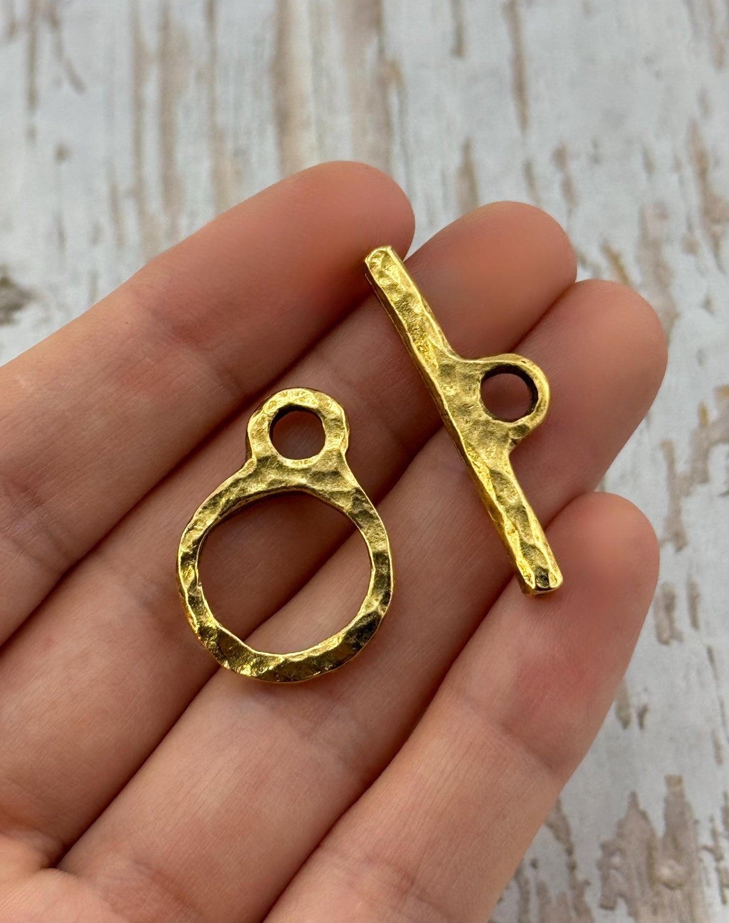Large Round Toggle Clasp, Antiqued 18k Gold Plated - AG133