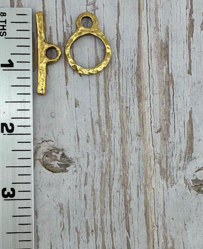 Large Round Toggle Clasp, Antiqued 18k Gold Plated - AG133