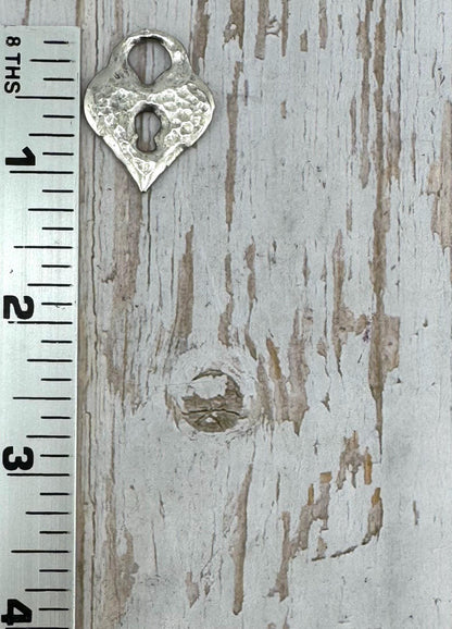 Hammered Padlock Heart Charm, Antiqued Pewter - PT507