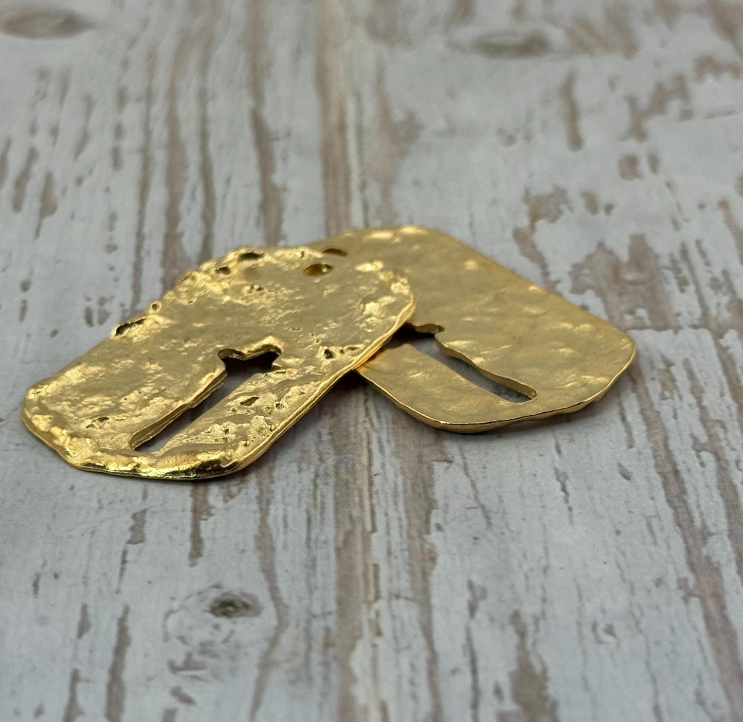 Cross Dog Tag Charm, Satin 18k Gold Plated - ST335