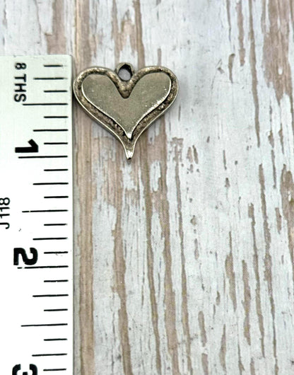 Boho Heart Charm, Antiqued Pewter - PT367