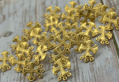 Iron Cross Earrings, Satin 18k Gold Plated - ST604