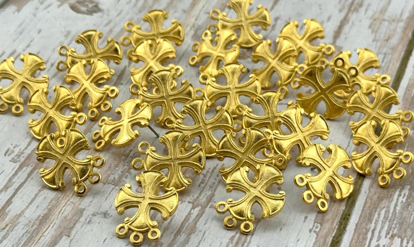 Iron Cross Earrings, Satin 18k Gold Plated - ST604