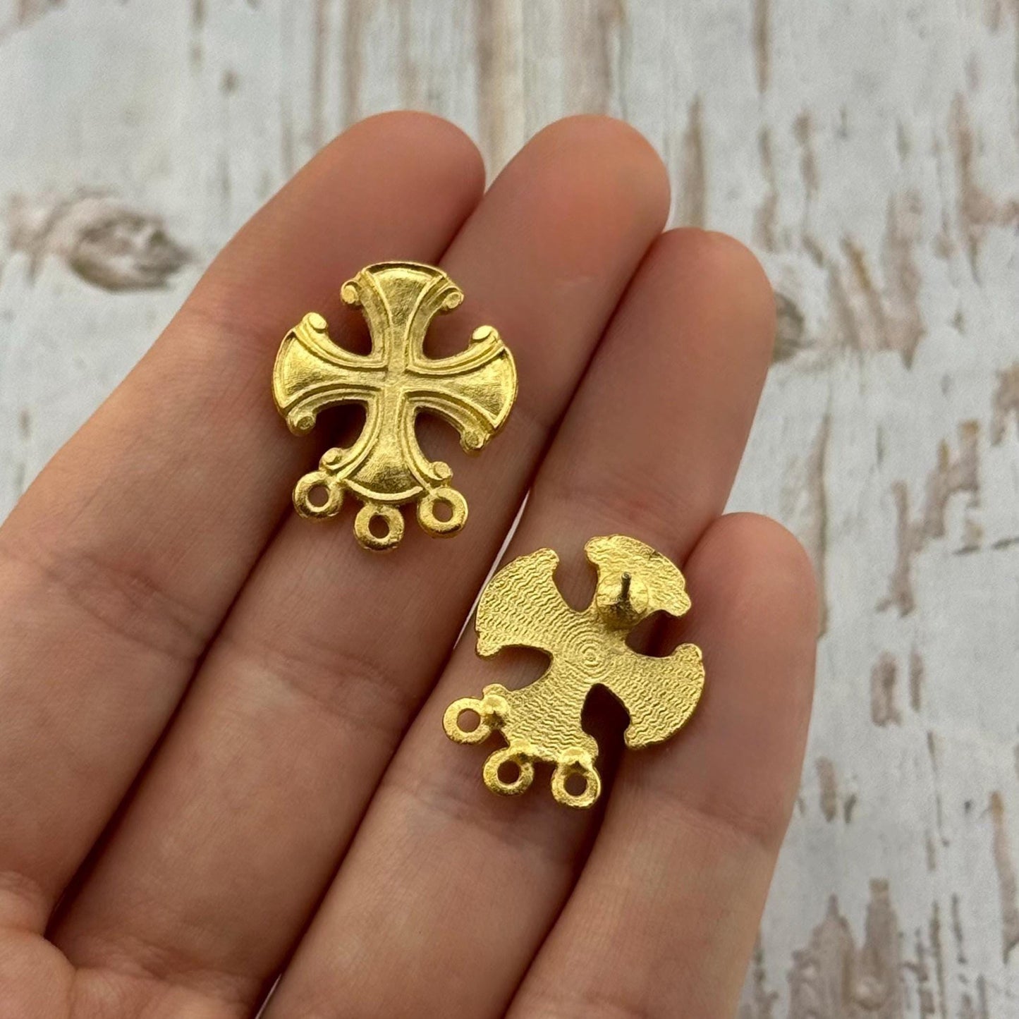 Iron Cross Earrings, Satin 18k Gold Plated - ST604
