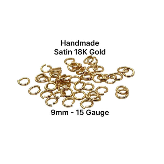 9mm 15 Gauge Bulk Jump Rings by Weight, Satin 18k Gold Plated - T046-JR