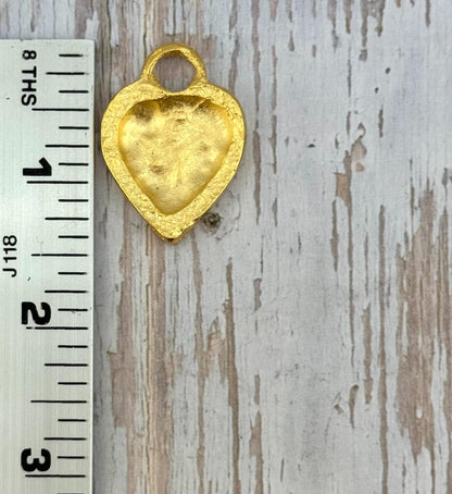 Chunky Hammered Heart Pendant, Satin 18K Gold Plated - ST270
