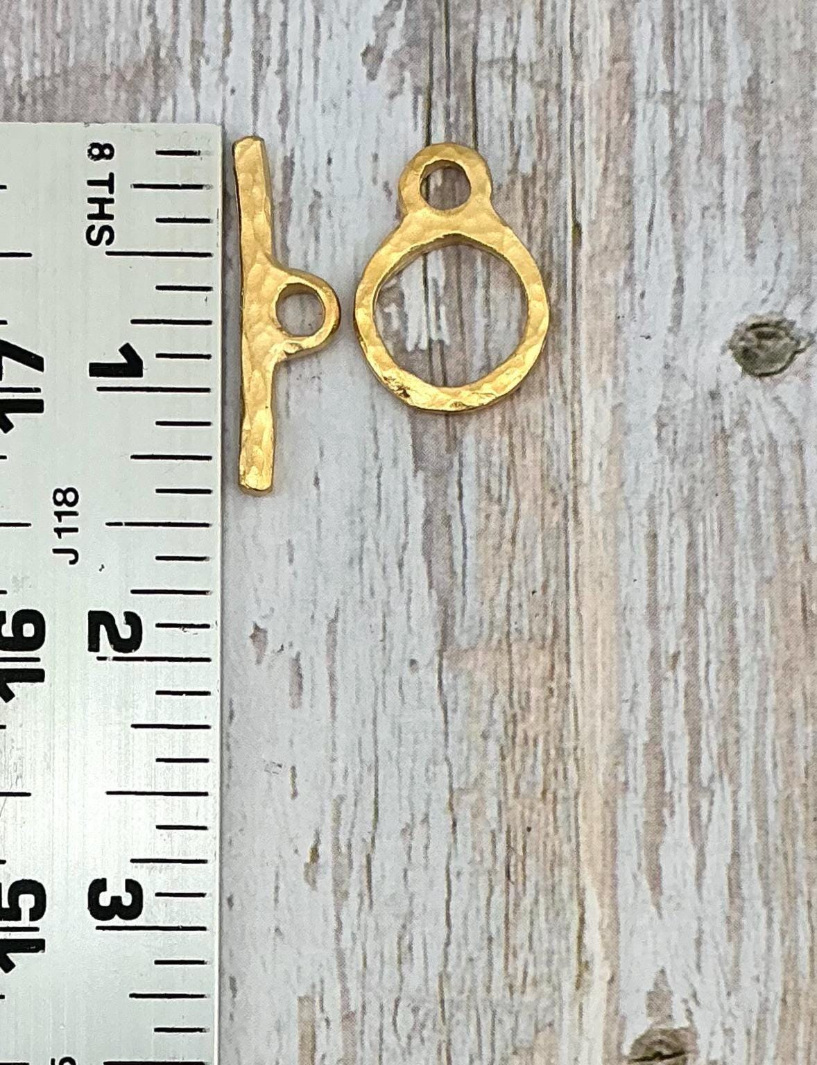 Large Round Toggle Clasp, Satin 18k Gold Plated - ST313