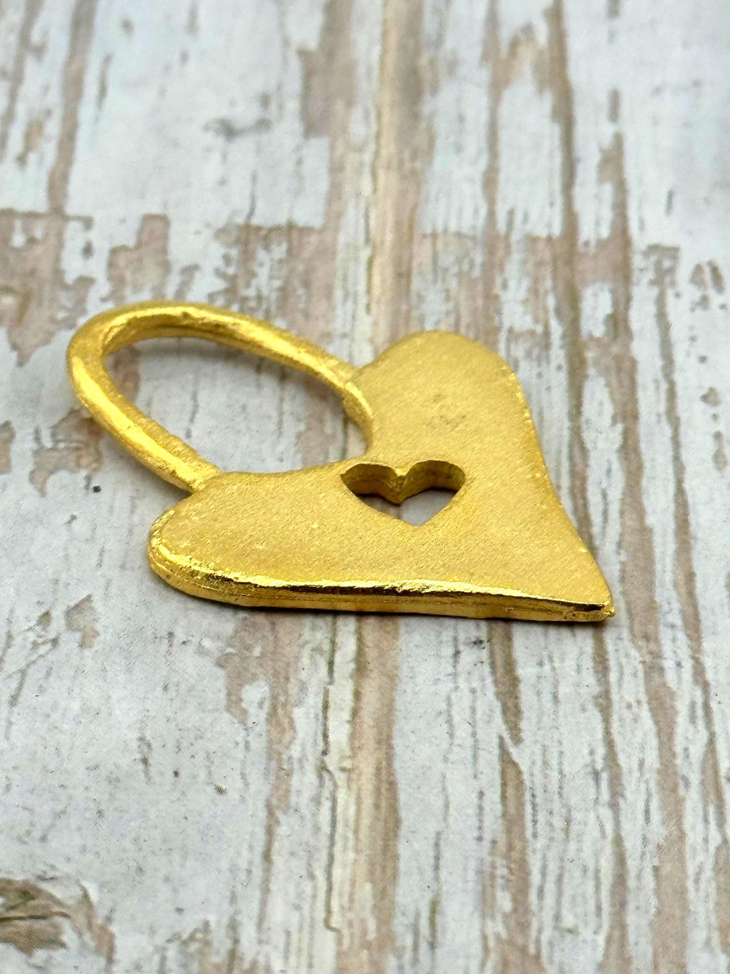 Heart Lock Charm, Satin 18k Gold Plated - ST272