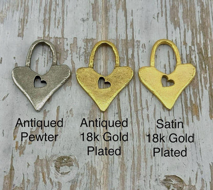 Heart Lock Charm, Satin 18k Gold Plated - ST272