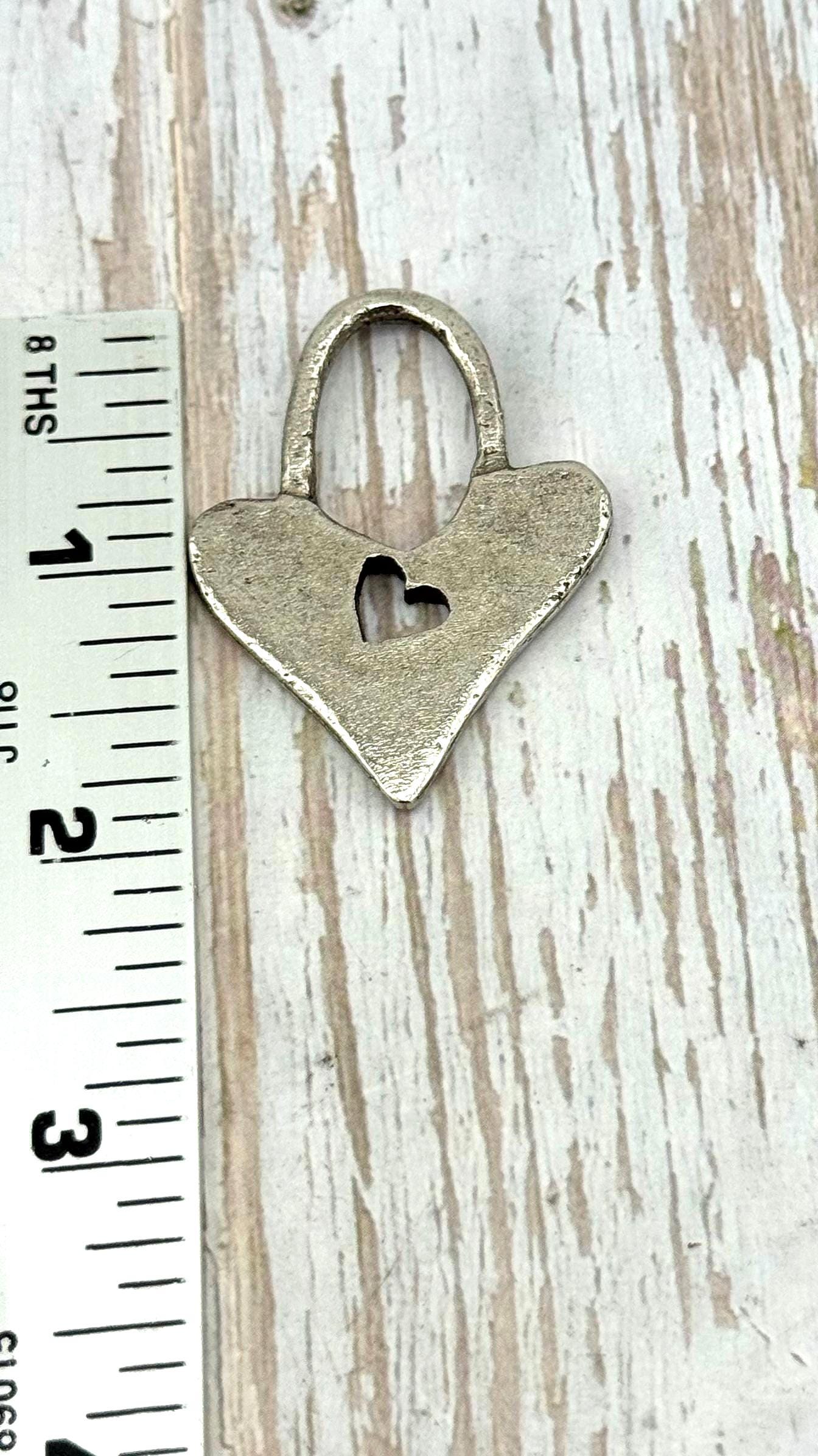 Padlock Heart Pendant, Antiqued Pewter - PT452