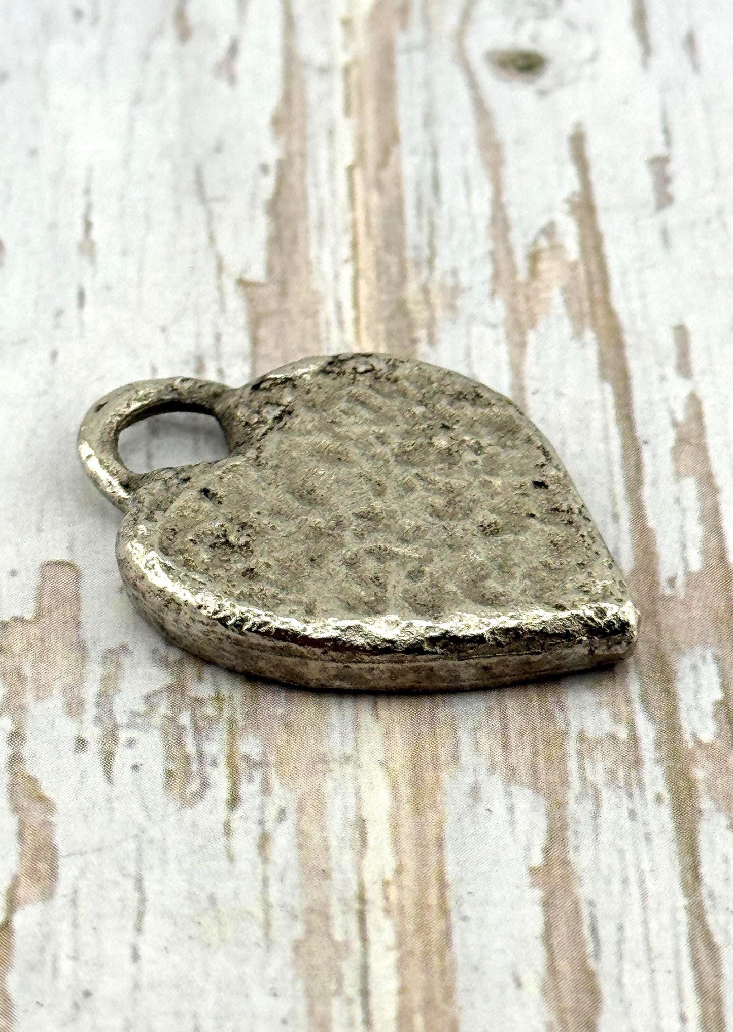 Hammered Chunky Heart Pendant, Antiqued Pewter - PT450