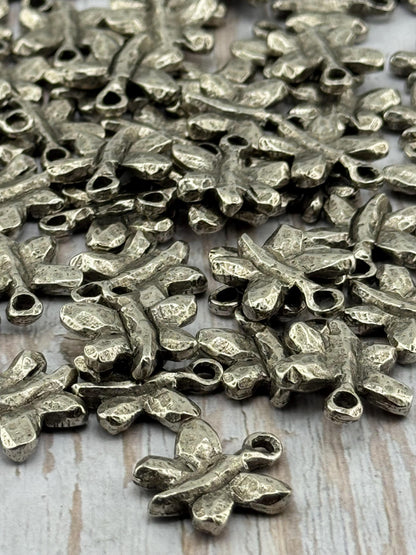 Artisan Butterfly Charm, Antiqued Pewter - PT486