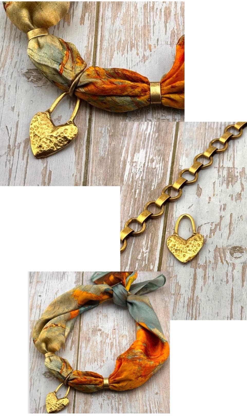 Chunky Hammered Heart Charm Toggle, Antiqued 18K Gold - AG093/A