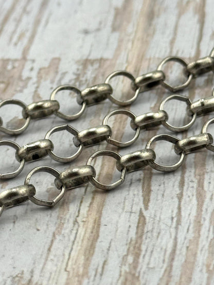 7.7mm Round Rolo Chain, Antiqued Pewter Plated - P040-CH