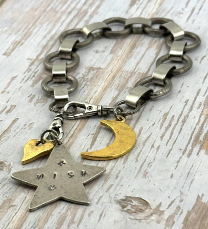 Colgante Estrella Asimétrica Lisa, Peltre Envejecido - PT514-C