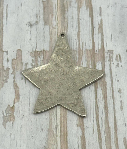 Colgante Estrella Asimétrica Lisa, Peltre Envejecido - PT514-C