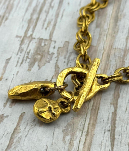 Double-sided Cross and Flower Charm, Antiqued 18k Gold Plated - AG139