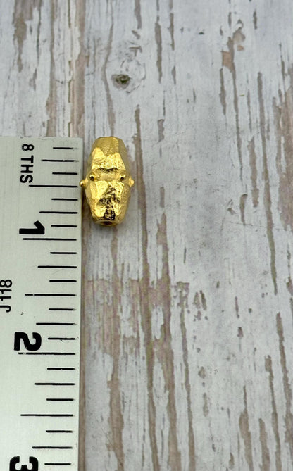 Oval Dotted Barrel Spacer Bead, Satin 18k Gold Plated - ST320
