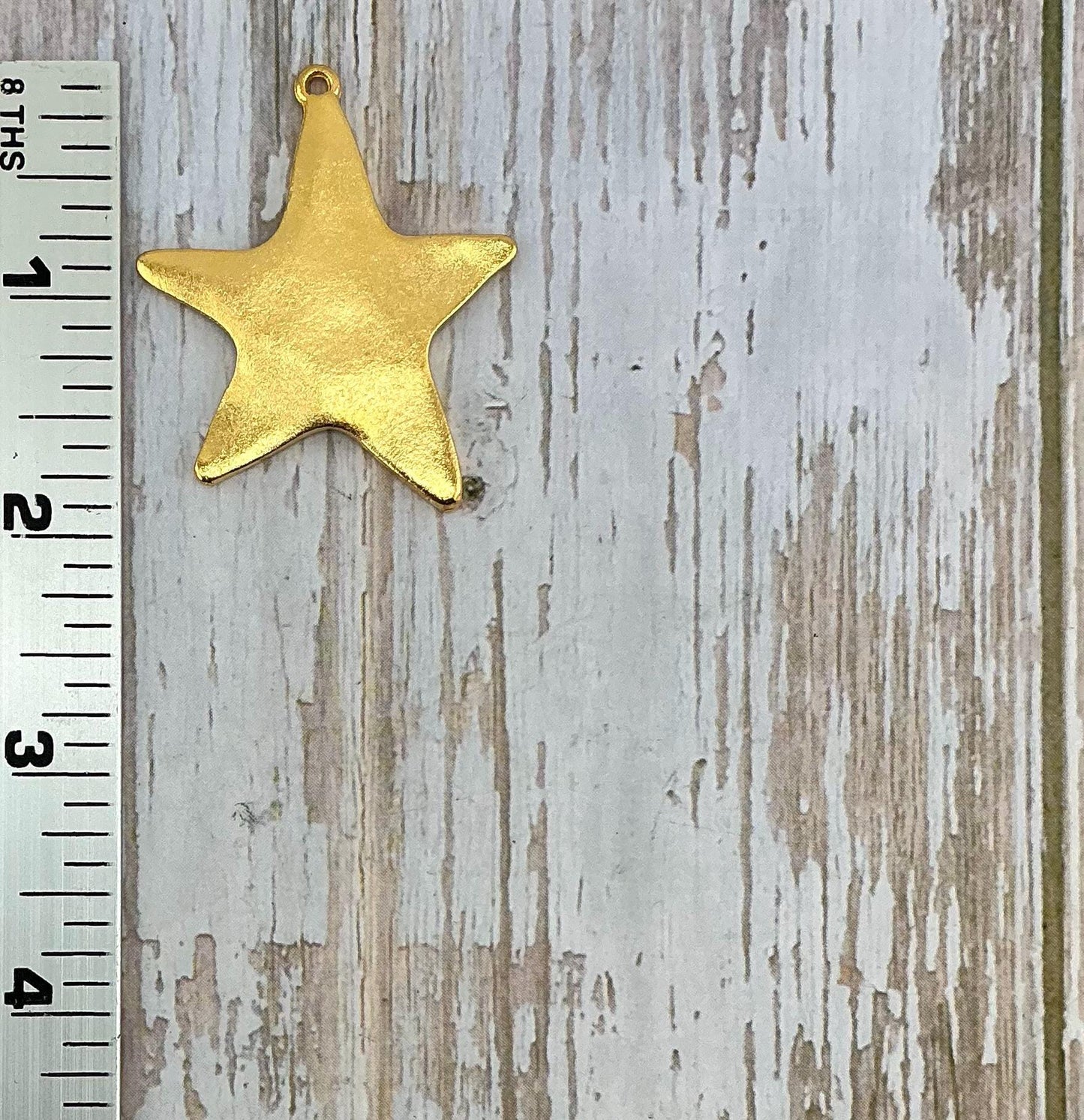 Extra-large Rounded Star Pendant, Satin 18K Gold Plated - ST279