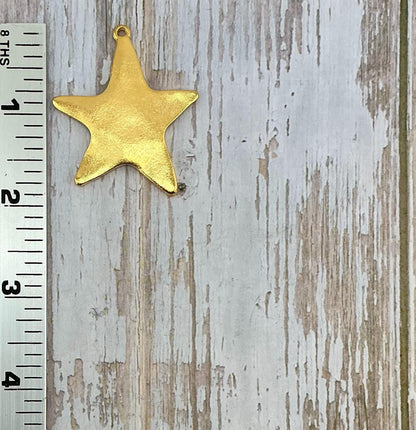 Extra-large Rounded Star Pendant, Satin 18K Gold Plated - ST279
