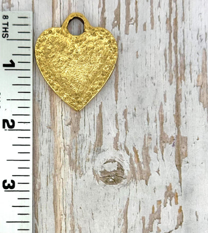 Pendentif Cœur Martelé Massif, Plaqué Or 18 carats Vieilli - AG095